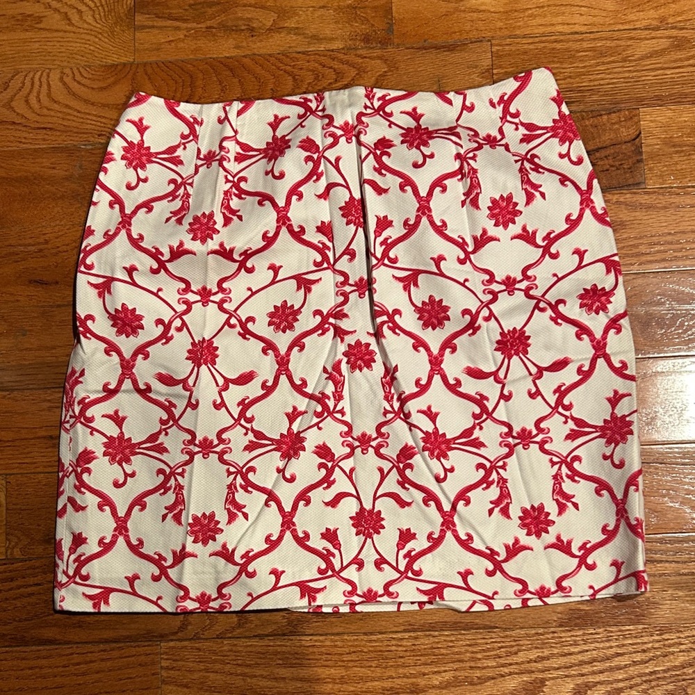 Talbots Red and Cream Floral Mini Skirt